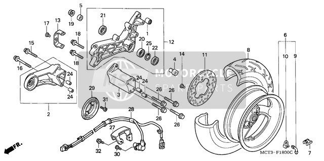 Honda FJS600 2002 Roue arrière pour un 2002 Honda FJS600